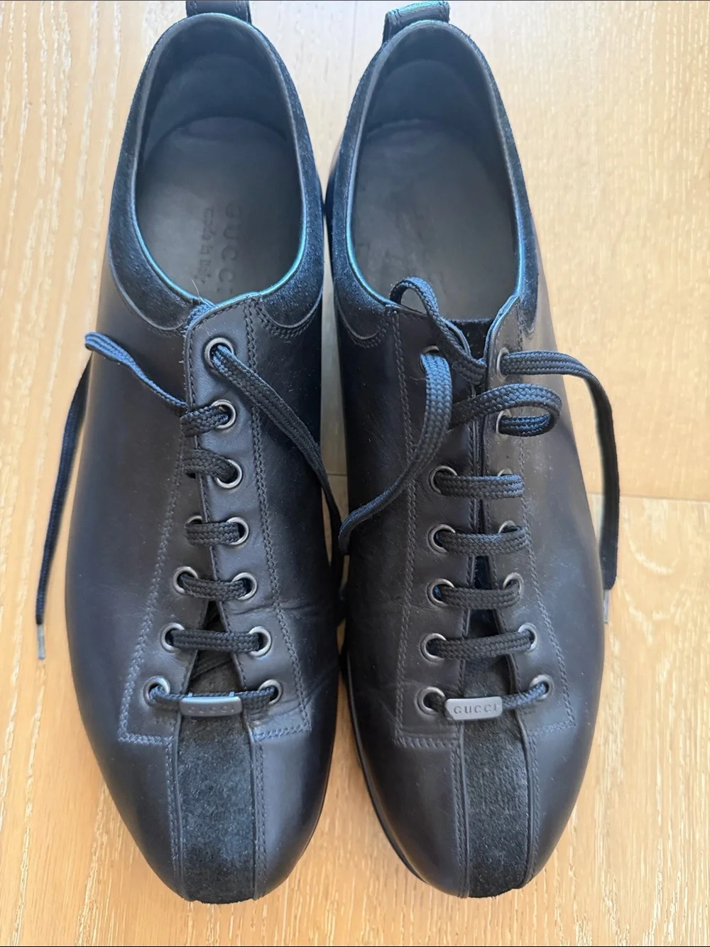 Gucci Black Leather & Suede Men’s Lace-Up Sneakers